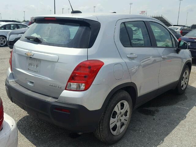 KL7CJKSB1FB207513 - 2015 CHEVROLET TRAX LS SILVER photo 4