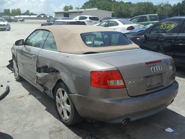 WAUAT48H54K025982 - 2004 AUDI A4 3.0 CAB TAN photo 3