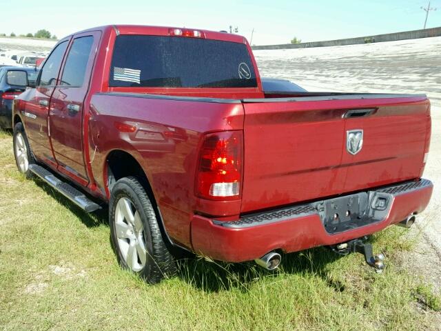 1C6RD6KT8CS207712 - 2012 DODGE RAM 1500 MAROON photo 3