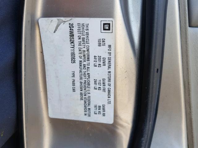 2G4WB52K7Y1160825 - 2000 BUICK REGAL LS 金色 照片 10