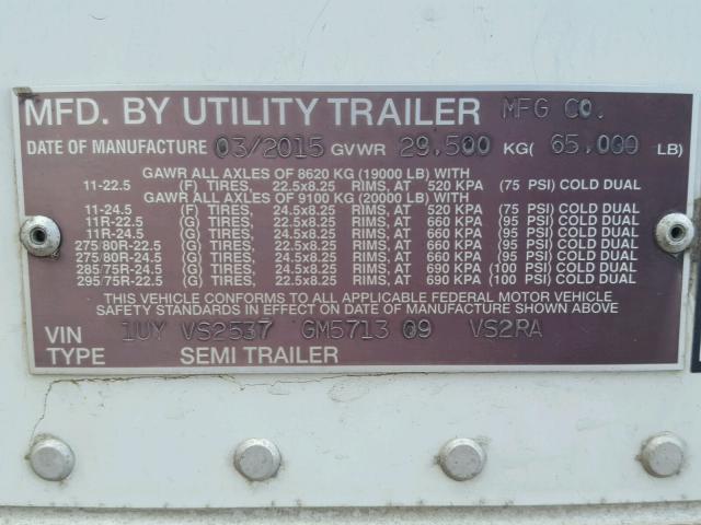 1UYVS2537GM571309 - 2016 UTILITY TRAILER WHITE photo 10