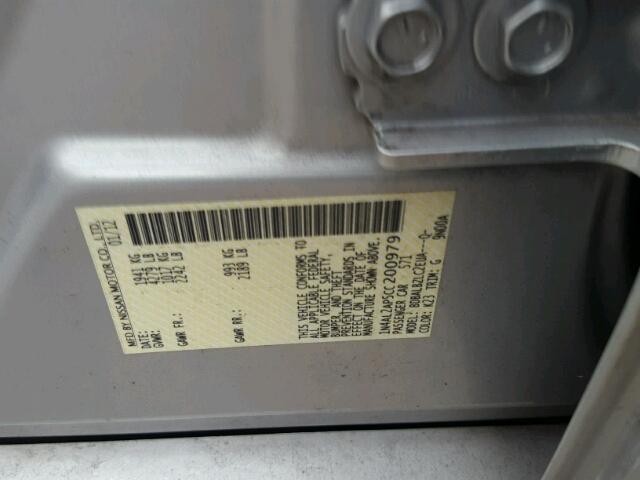 1N4AL2AP5CC200979 - 2012 NISSAN ALTIMA BAS SILVER photo 10