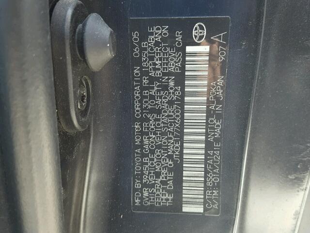 JTKDE177X60071784 - 2006 TOYOTA SCION TC 黑色 照片 10