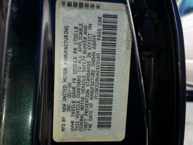 1Y1SK5286WZ429145 - 1998 CHEVROLET GEO PRIZM 绿色 照片 10