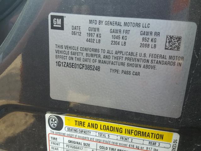 1G1ZA5E01CF385248 - 2012 CHEVROLET MALIBU LS GRAY photo 10