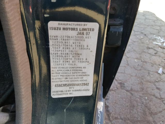 4S6CM58V0V4412842 - 1997 HONDA PASSPORT E GREEN photo 10