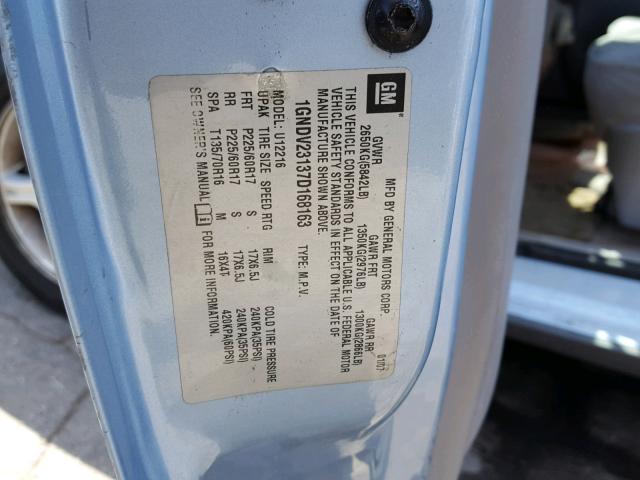 1GNDV23137D168163 - 2007 CHEVROLET UPLANDER L 灰色 照片 10