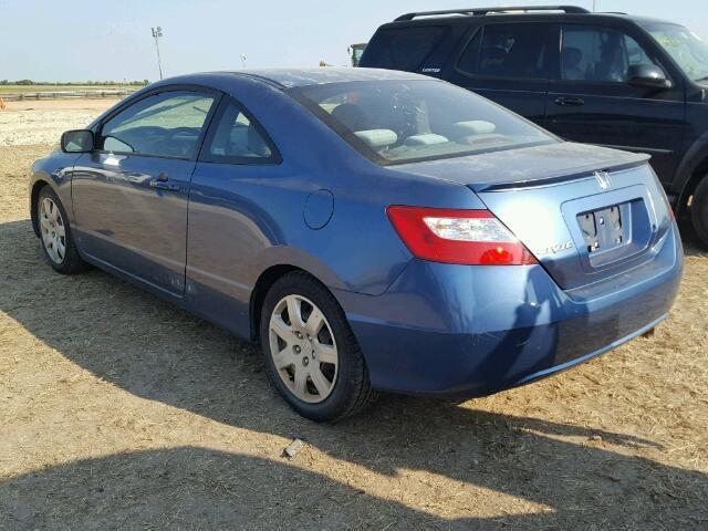 2HGFG12676H540304 - 2006 HONDA CIVIC LX BLUE photo 3