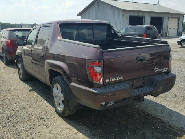 5FPYK1F54DB003519 - 2013 HONDA RIDGELINE BURGUNDY photo 3