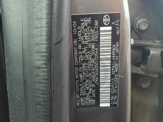 JTKKT624250102564 - 2005 TOYOTA SCION XA CHARCOAL photo 10