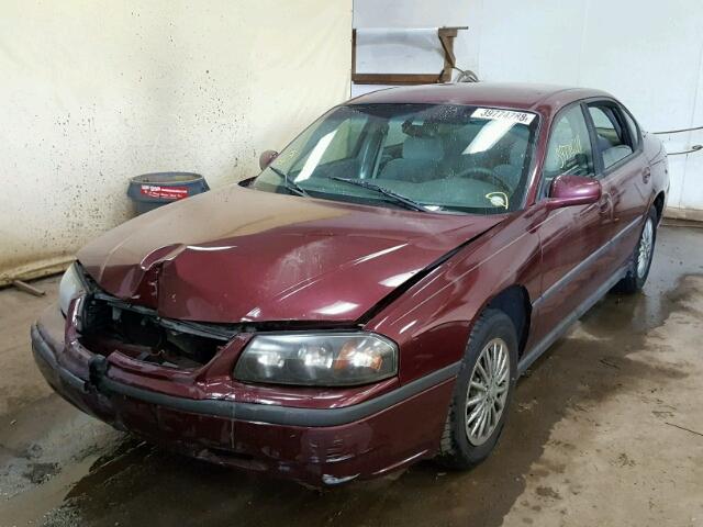 2G1WF52E529233887 - 2002 CHEVROLET IMPALA MAROON photo 2