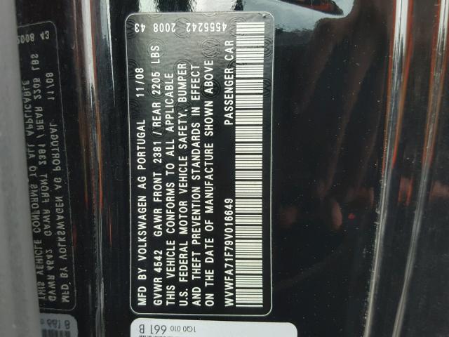 WVWFA71F79V016649 - 2009 VOLKSWAGEN EOS LUX 黑色 照片 10