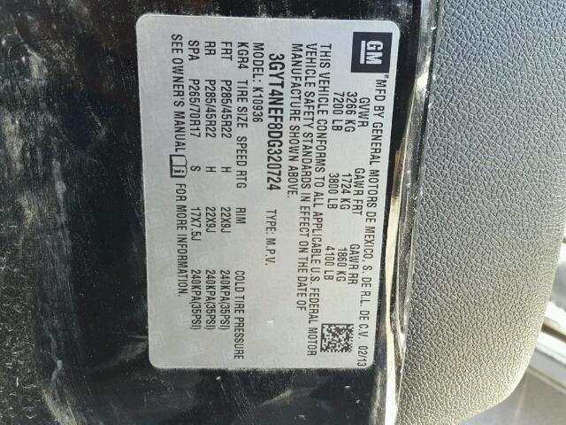 3GYT4NEF8DG320724 - 2013 CADILLAC ESCALADE E BLACK photo 10