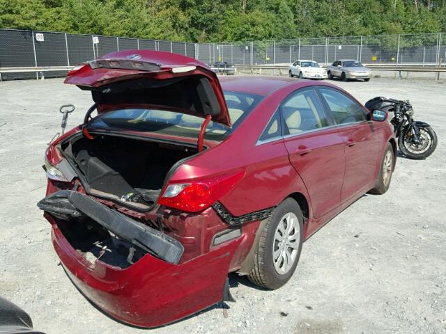 5NPEB4AC7BH240782 - 2011 HYUNDAI SONATA GLS BURGUNDY photo 4