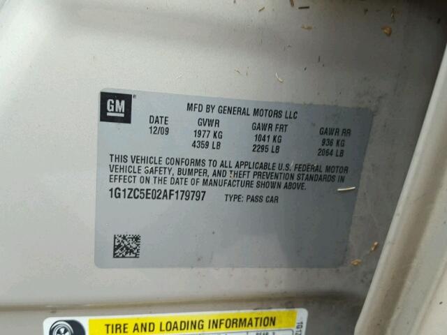 1G1ZC5E02AF179797 - 2010 CHEVROLET MALIBU თაფლისფერი ფოტო 10