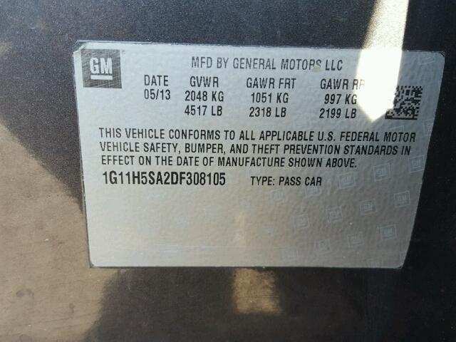 1G11H5SA2DF308105 - 2013 CHEVROLET MALIBU LTZ 石墨色 照片 10