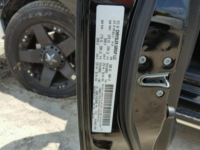 1C6RR6LT4ES329065 - 2014 RAM 1500 SLT BLACK photo 10