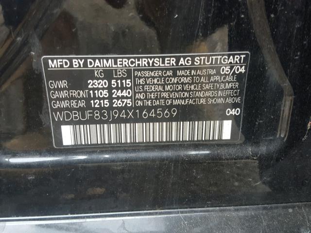 WDBUF83J94X164569 - 2004 MERCEDES-BENZ E 500 4MAT BLACK photo 10