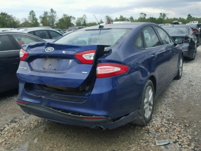 3FA6P0H76DR365026 - 2013 FORD FUSION SE BLUE photo 4