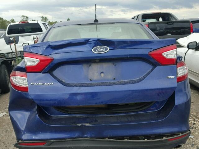 3FA6P0H76DR365026 - 2013 FORD FUSION SE BLUE photo 9