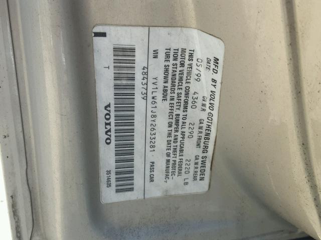 YV1LW61J8Y2633281 - 2000 VOLVO V70 BASE GRAY photo 10