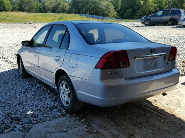 2HGES16582H508130 - 2002 HONDA CIVIC LX SILVER photo 3