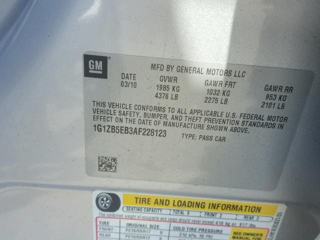 1G1ZB5EB3AF228123 - 2010 CHEVROLET MALIBU LS Boz foto 10