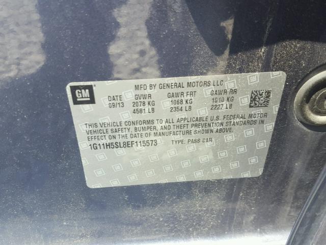 1G11H5SL8EF115573 - 2014 CHEVROLET MALIBU LTZ 蓝色 照片 10