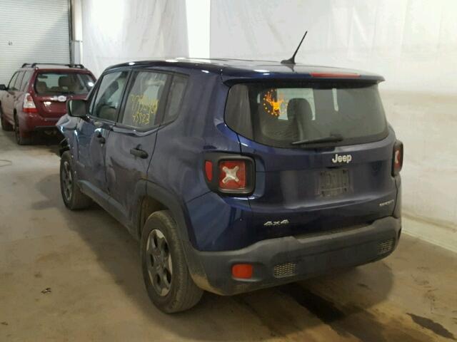 ZACCJBAW8GPC70977 - 2016 JEEP RENEGADE S Mavi foto 3
