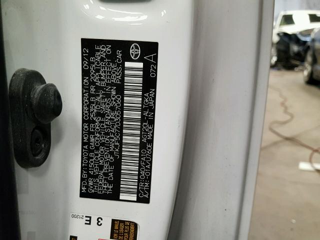 JTKJF5C77D3057060 - 2013 TOYOTA SCION TC 白色 照片 10