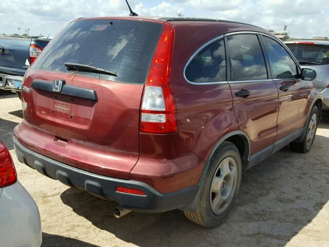 JHLRE38319C000550 - 2009 HONDA CR-V LX BURGUNDY photo 4