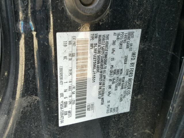 5LMFU27596LJ11531 - 2006 LINCOLN NAVIGATOR შავი ფოტო 10