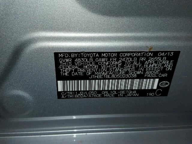 JTHBE1BL8D5023038 - 2013 LEXUS GS Plata foto 10