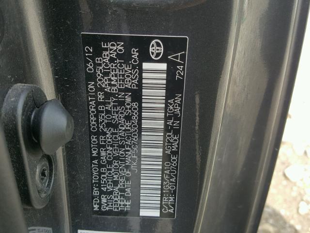 JTKJF5C76D3048608 - 2013 TOYOTA SCION TC 灰色 照片 10