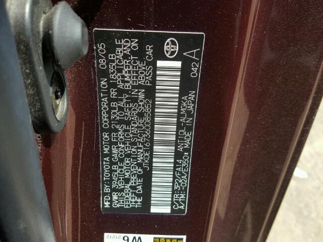 JTKDE167360085852 - 2006 TOYOTA SCION TC 栗色 照片 10