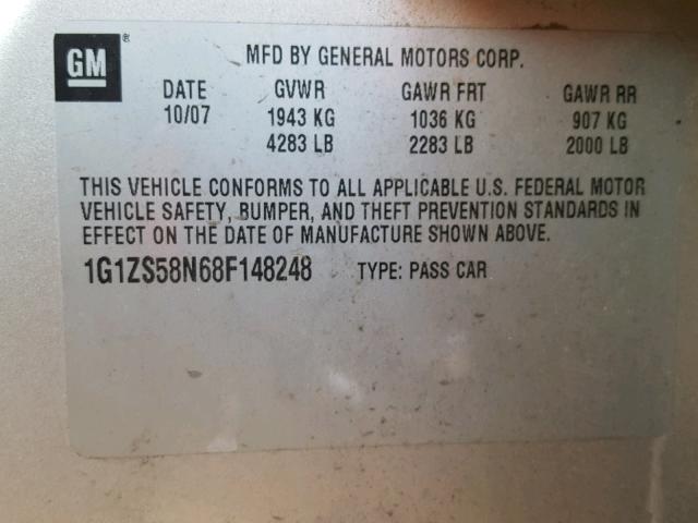1G1ZS58N68F148248 - 2008 CHEVROLET MALIBU LS Gümüş foto 10