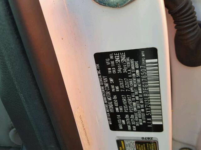 5XYZU3LB7EG176507 - 2014 HYUNDAI SANTA FE S 白色 照片 10