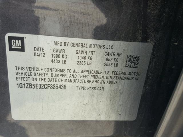 1G1ZB5E02CF335438 - 2012 CHEVROLET MALIBU LS GRAY photo 10