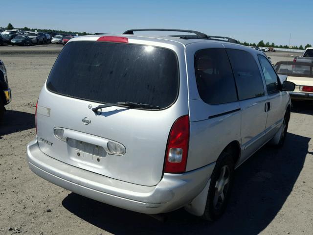 4N2ZN15T81D810162 - 2001 NISSAN QUEST GXE SILVER photo 4