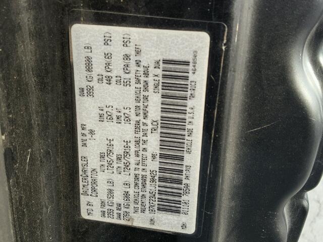 1B7KF23W51J190425 - 2001 DODGE RAM 2500 BLACK photo 10