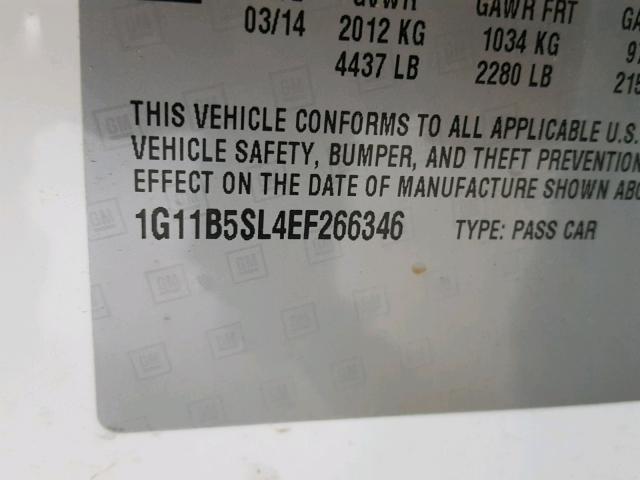 1G11B5SL4EF266346 - 2014 CHEVROLET MALIBU LS WHITE photo 10