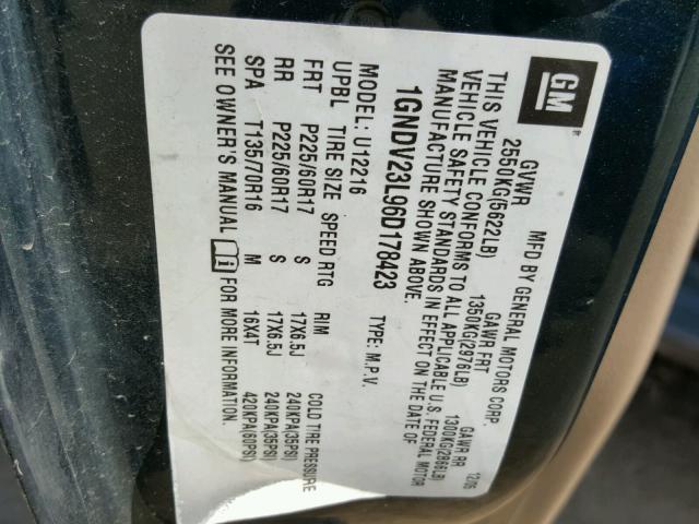 1GNDV23L96D178423 - 2006 CHEVROLET UPLANDER L 绿色 照片 10