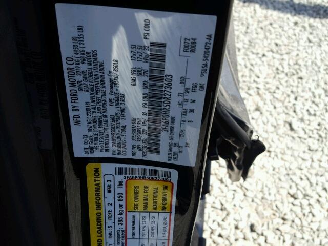 3FA6P0HR5DR273603 - 2013 FORD FUSION BLACK photo 10