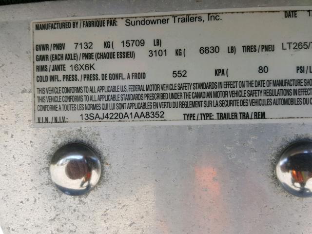 13SAJ4220A1AA8352 - 2010 SUND HORSE TRLR SILVER photo 10