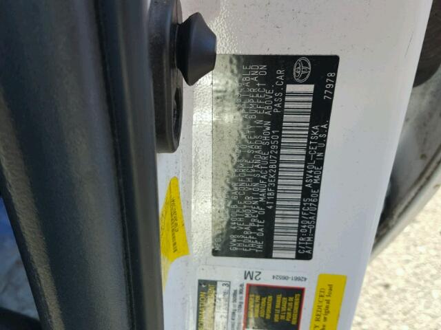 4T1BF3EK2BU729501 - 2011 TOYOTA CAMRY WHITE photo 10