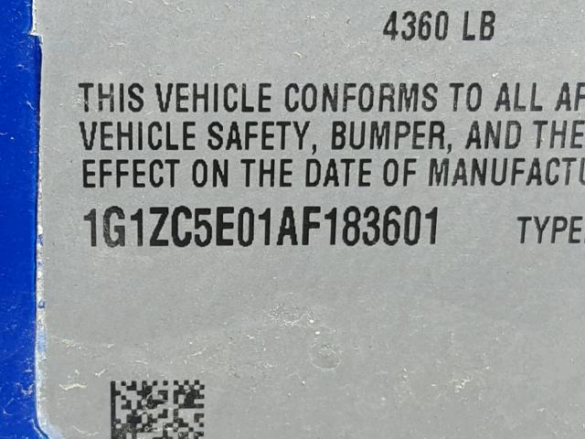 1G1ZC5E01AF183601 - 2010 CHEVROLET MALIBU 1LT 蓝色 照片 10