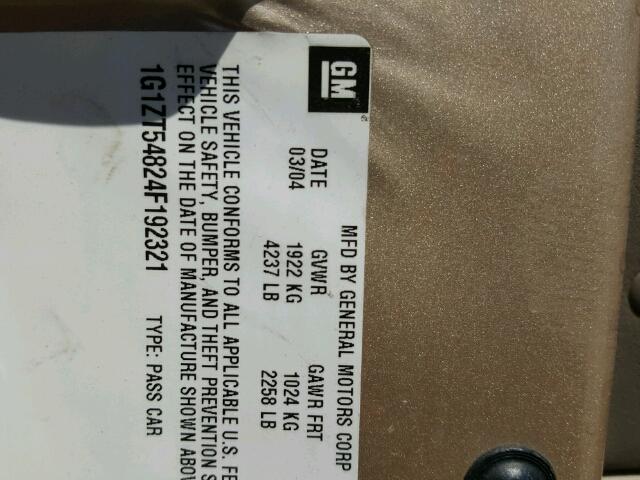 1G1ZT54824F192321 - 2004 CHEVROLET MALIBU LS 金色 照片 10