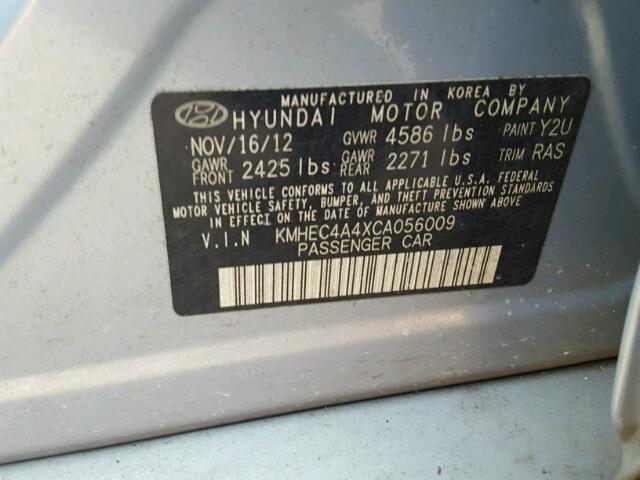 KMHEC4A4XCA056009 - 2012 HYUNDAI SONATA HYB BLUE photo 10