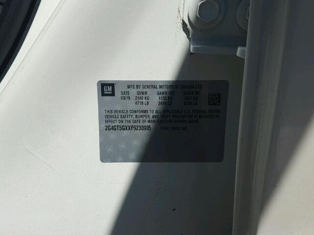 2G4GT5GXXF9230905 - 2015 BUICK REGAL CREAM photo 10