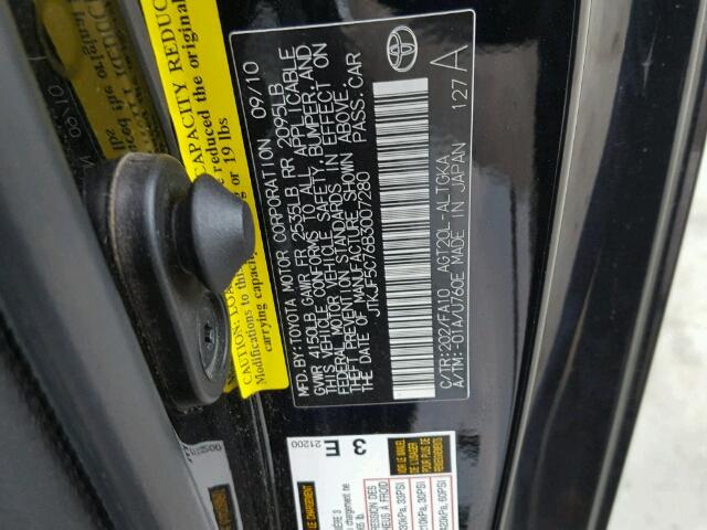 JTKJF5C76B3007280 - 2011 TOYOTA SCION TC 黑色 照片 10